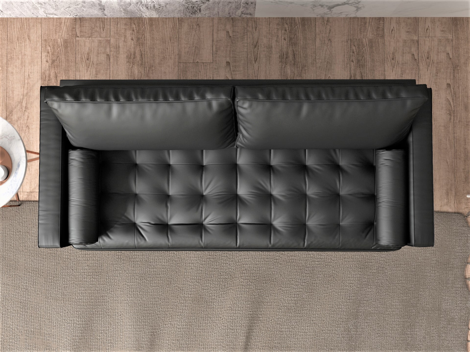 Uspridefurniture Darby 69.7'' Faux Leather Square Arm Sofa,Black