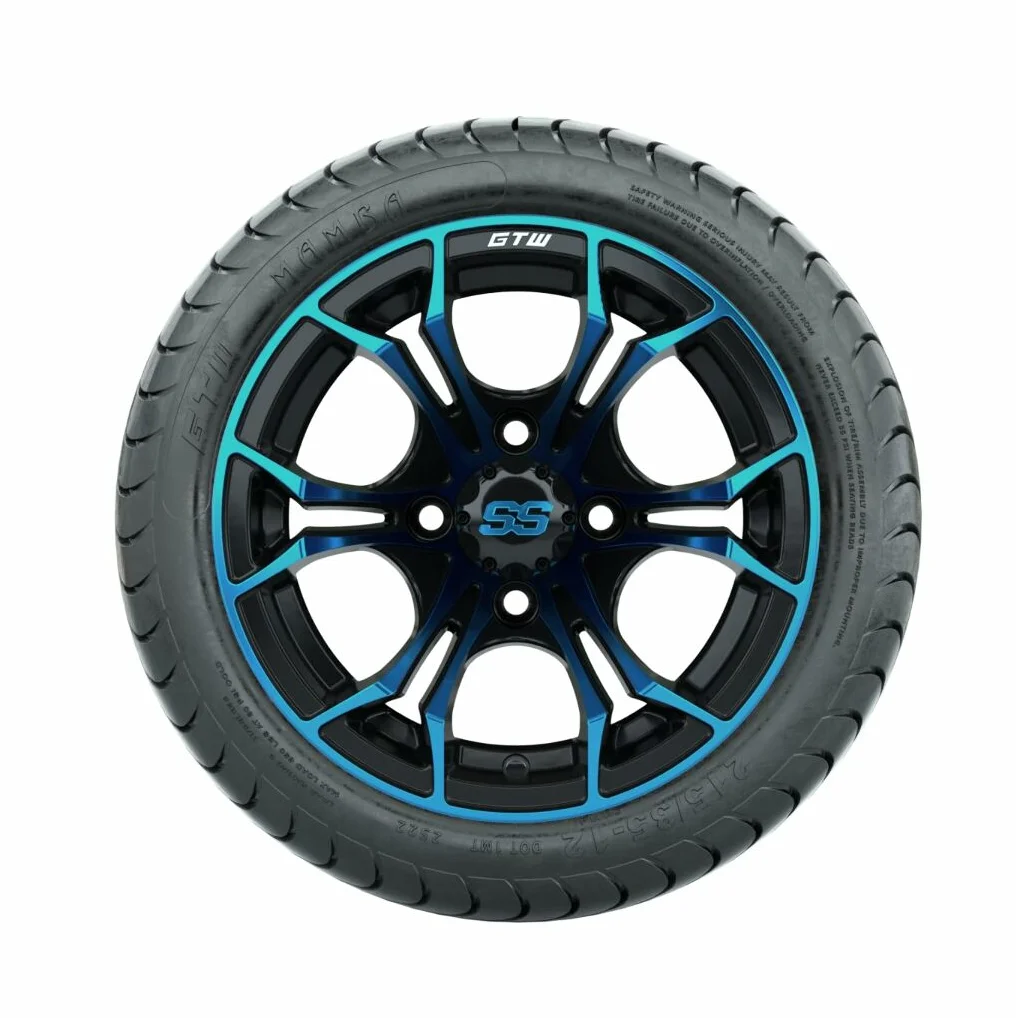 GTW Spyder 12 inch  Blue/Black Wheel on 215/35-12 (18