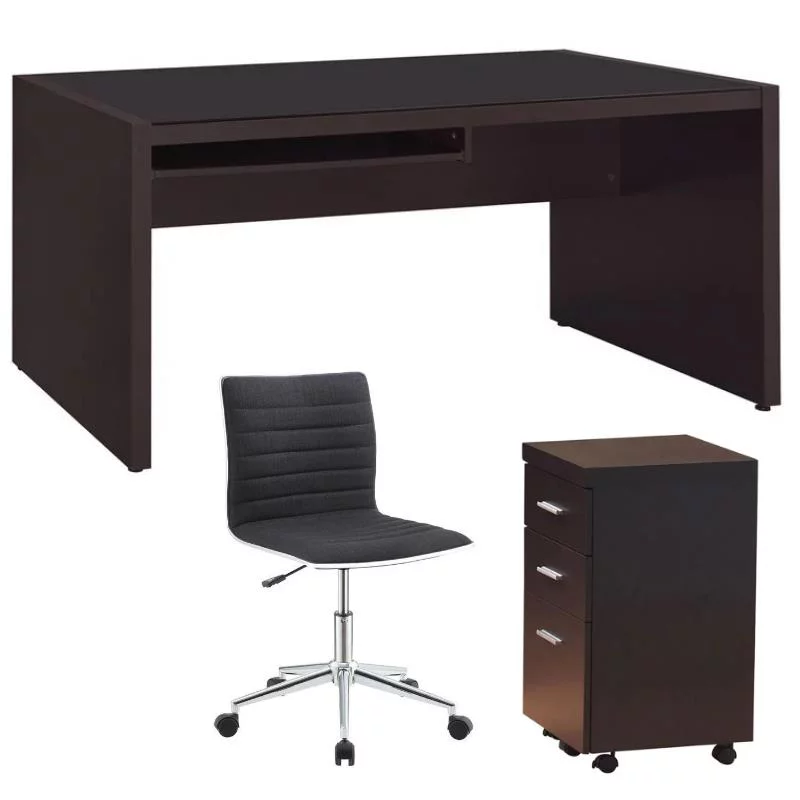 Home Square 3 Piece Set with Office Chair Computer Desk and Mobile File Cabinet