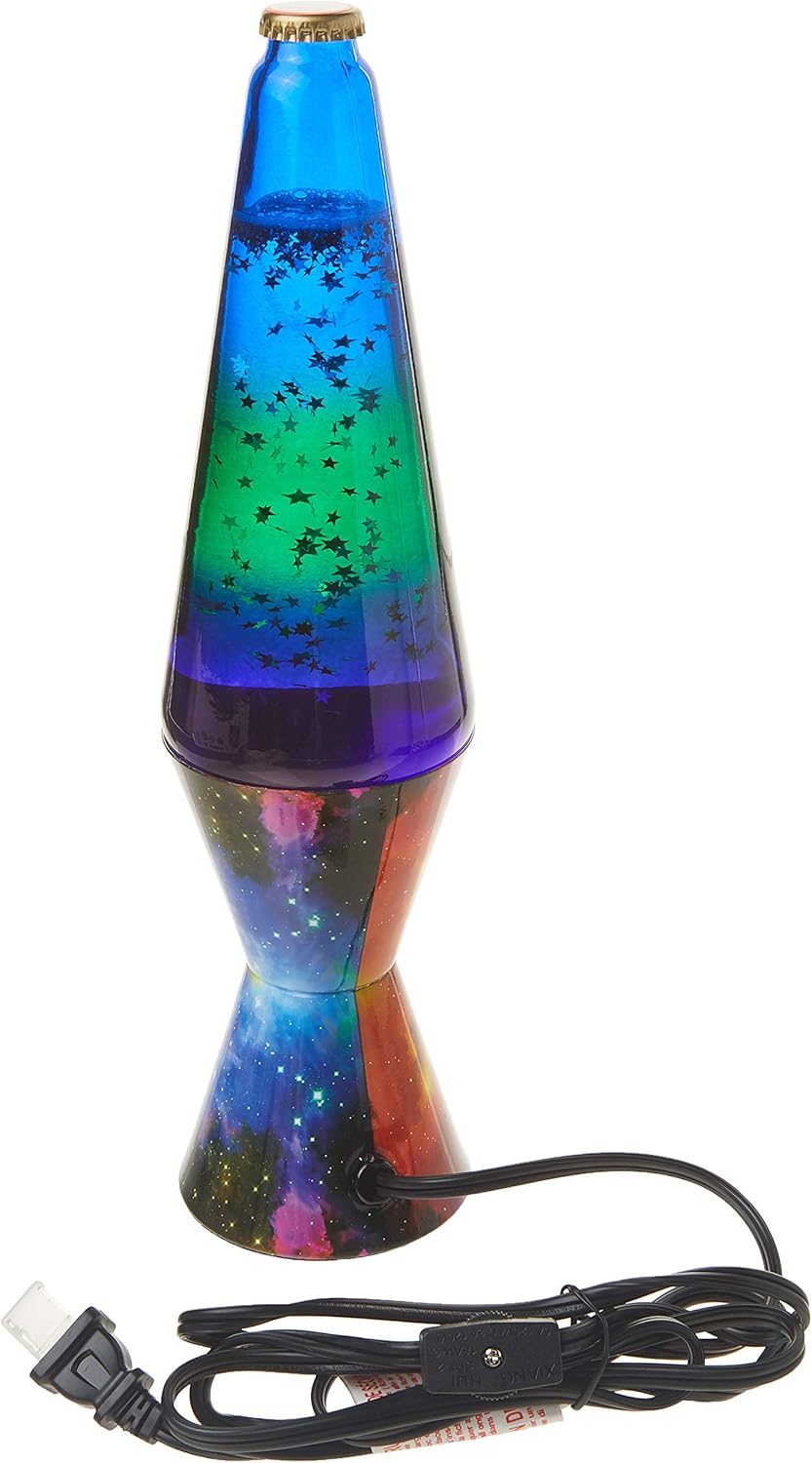 Lamp Lava 2600 14.5-inch, with Silver Glitter, Clear Liquid, Tri-Colored Globe, Decal Base Colormax Galaxy