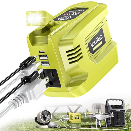 200W Power Inverter for Dewalt 20V, VoLtTech Battery Inverter 20V to 110V-120V, Portable Phone Charger USB Charger Adapter Power Adapter with 2 USB Ports & 1 Type-C & 1 AC Outlet (No Battery)