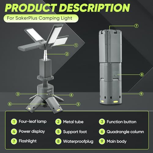 Portable Camping Light, 14000mAh Telescopic Camping Lantern with Rechargeable Power Supply, Dimmable Magnetic Tent Lamps 6000 Lumen Outdoor Work Lights for Hiking,Camping,Home Emergency