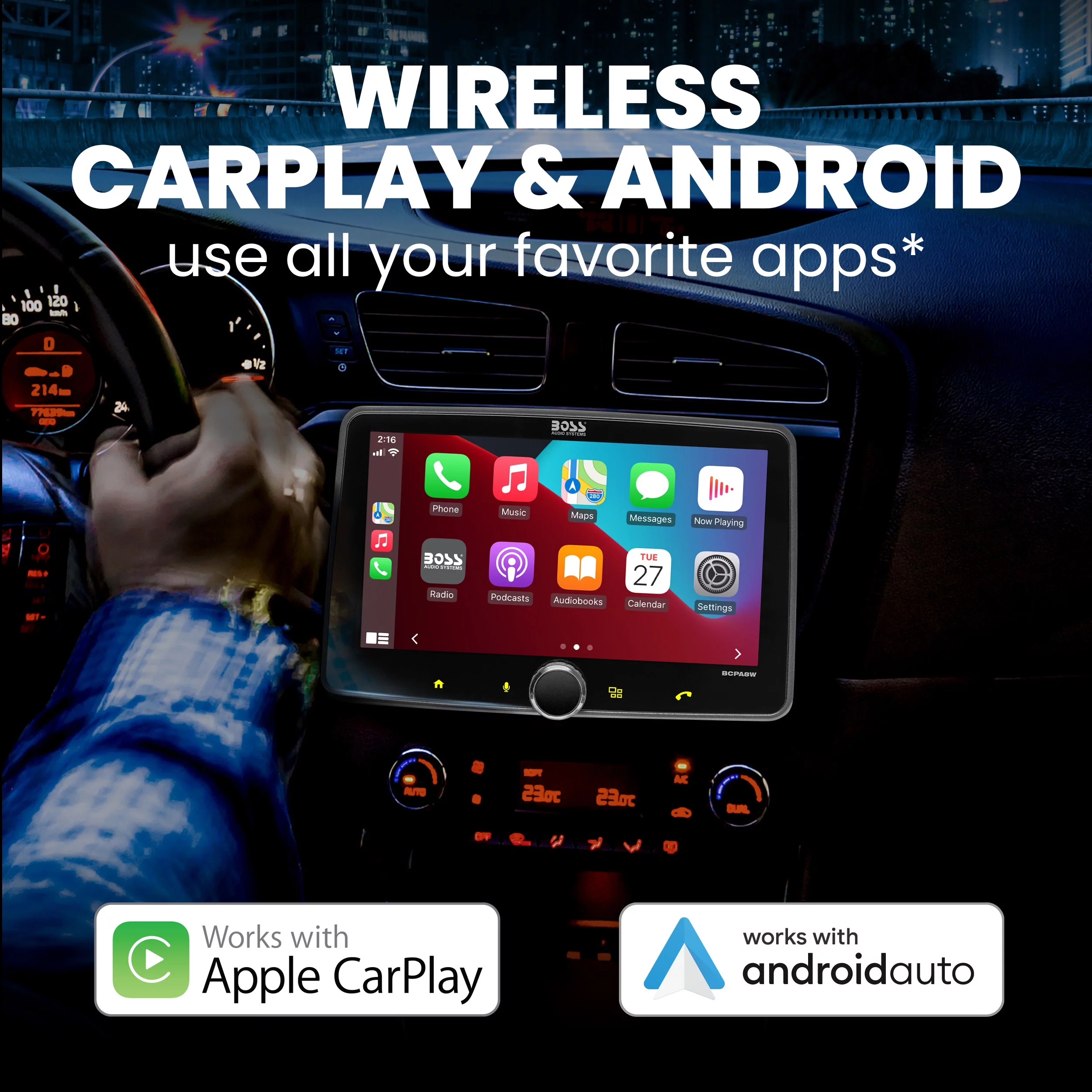 BOSS Audio Systems BCPA8W 8” CarPlay Android Car Stereo