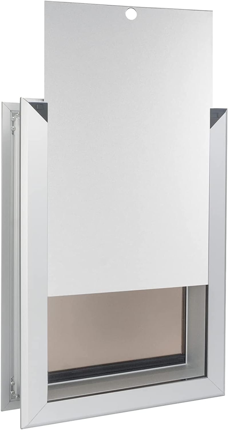 PATAPLUS Large Pet Door Aluminum Dog Door Cat Door,Large Dog Door with Slide-in Lock Panel and Magnetic Flaps,Durable Aluminum Frame, Energy Efficient ,Easy to Install, Heavy Duty(Large)