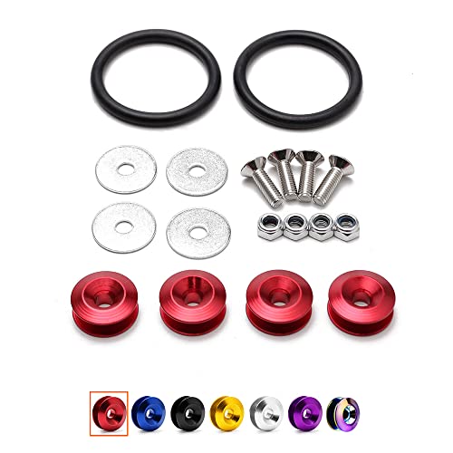 VAGURFO Bumper Quick Release Car Front Rear Bumper Quick Release Fasteners,CNC Billet Bumper Trunk Quick Release Fastener Kit,Universal Aluminum Fasteners Washers Bolts Kit (Colorful)