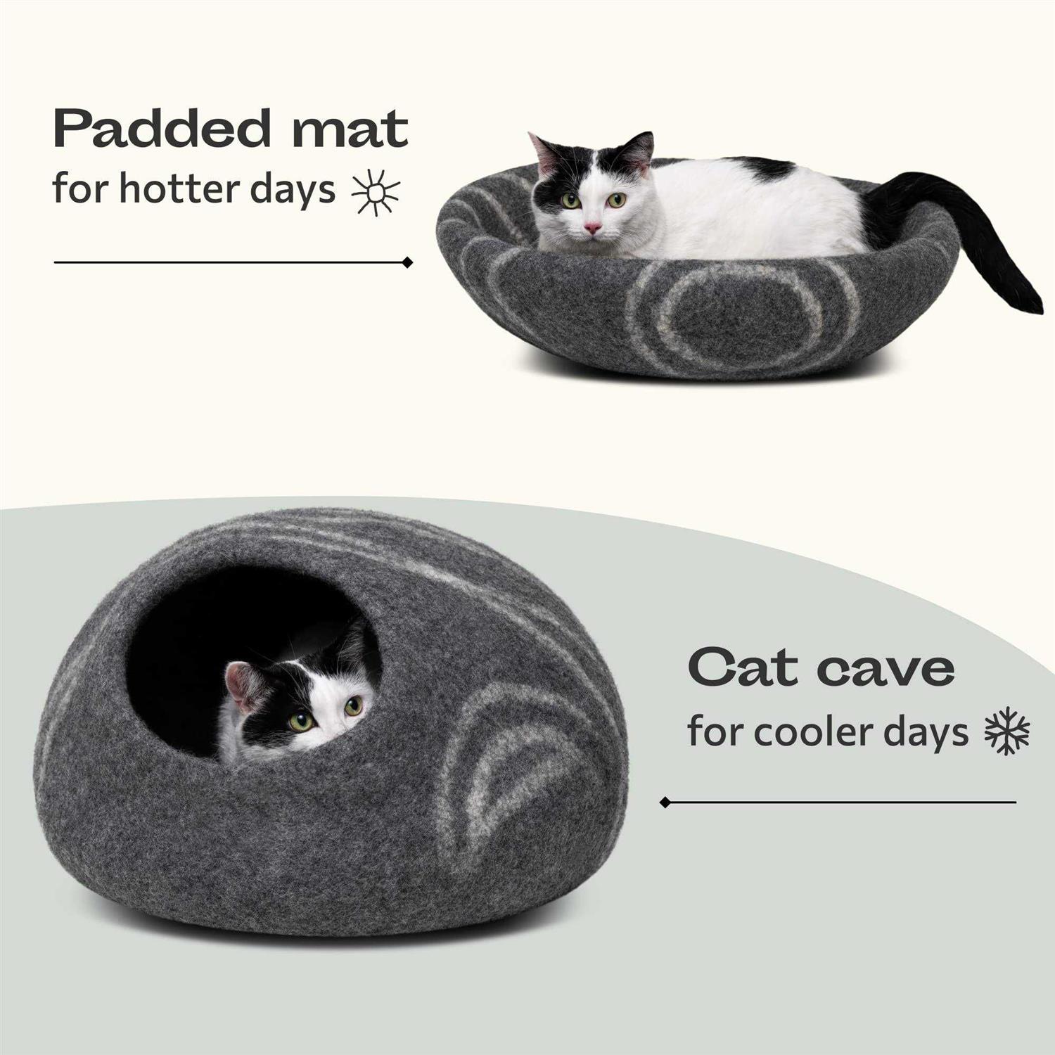 MEOWFIA Premium Felt Cat Bed Cave Handmade 100% Merino Wool Bed for Cats and Kittens - Pet Supplies online store