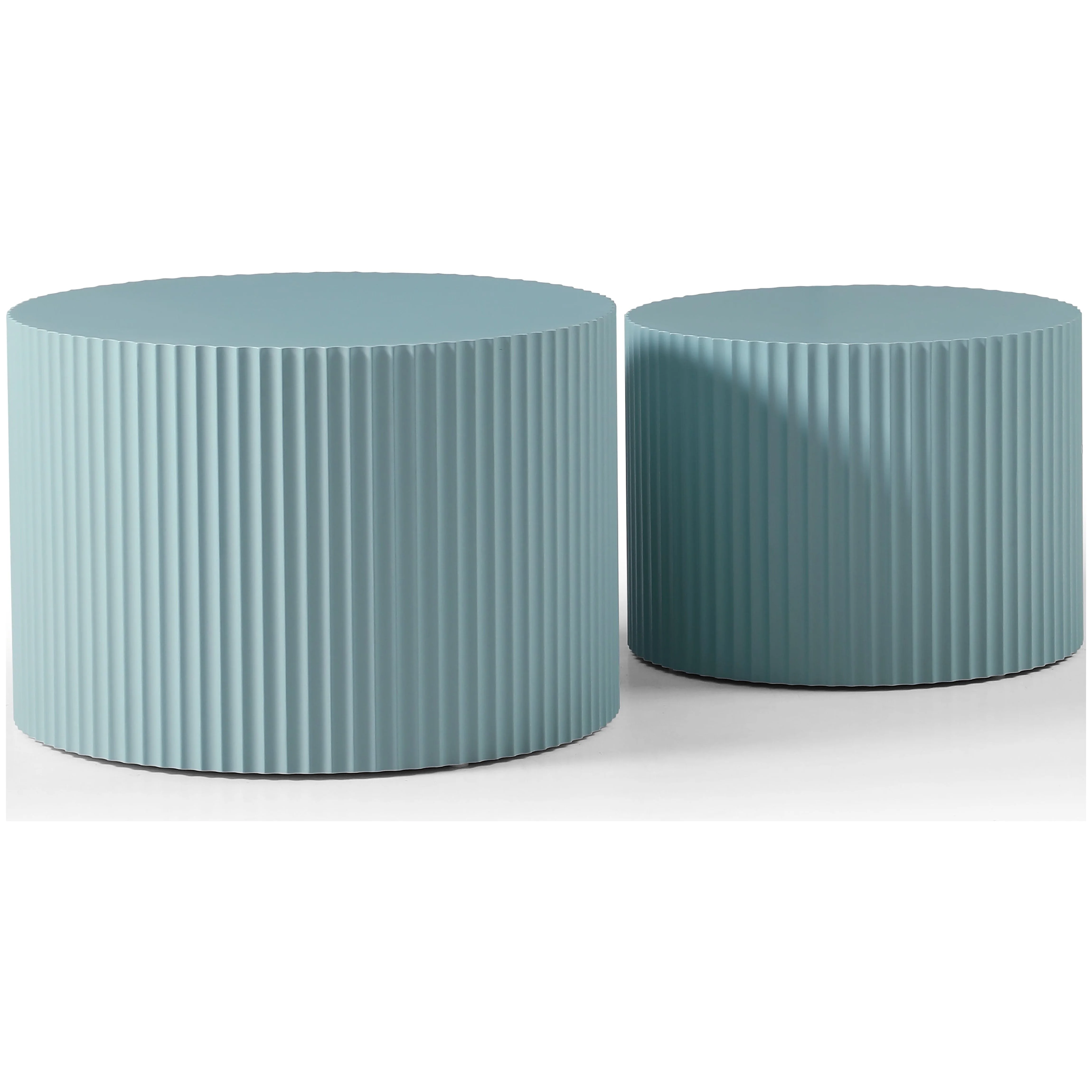 CoSoTower MDF Nesting Table Set of 2,Handcraft Round Coffee Table for Living Room/Leisure Area, Blue