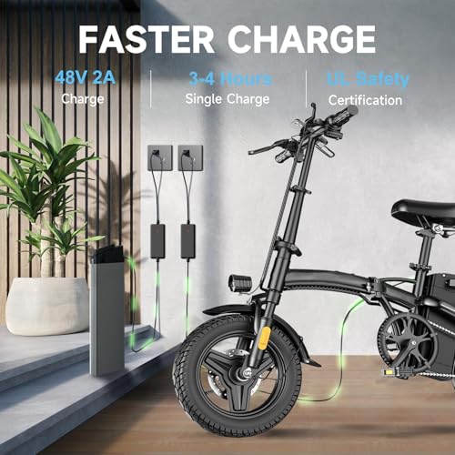 Electric Bike for Adults Peak 500W, 23MPH Max Speed Folding Electric Bicycles, 14