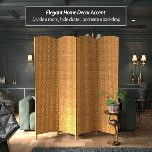 Red Lantern 7 ft. Tall Diamond Weave Dark Beige-6 Panels Room Divider