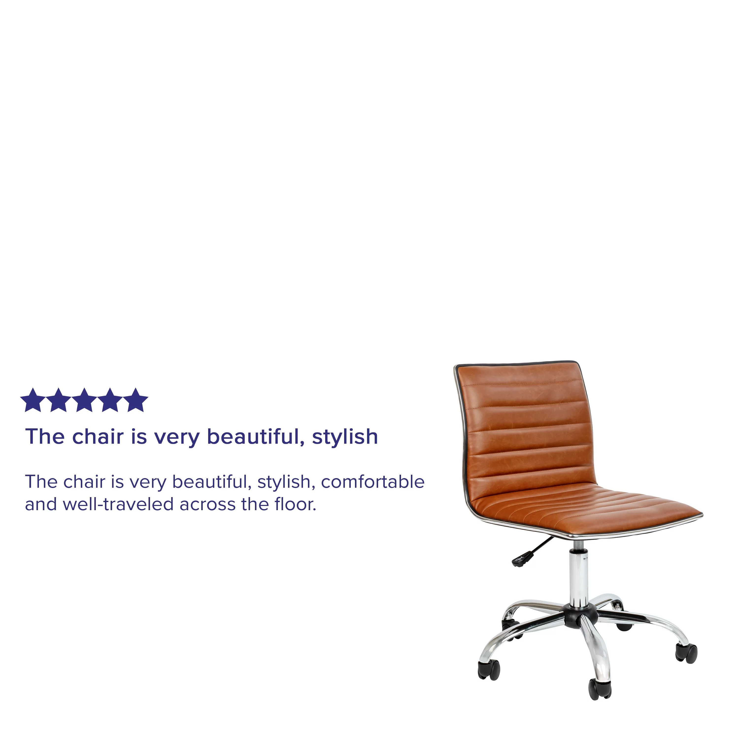 Emma + Oliver Low Back Designer Armless Brown Ribbed Swivel Task Office Chair, Desk Chair
