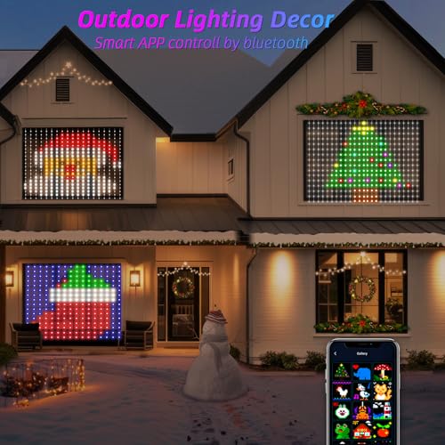 Curtain Lights,Smart LED Color Changing Wall Lights with APP&Remote,Dynamic DIY GIF Christmas String Fairy Lights for Kids Bedroom Living Room Holiday Decor,Outdoor IP65 Waterproof,5.25x5.25ft