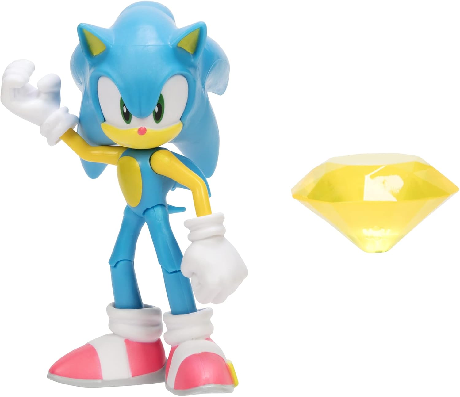 Sonic The Hedgehog 4-Inch Action Figure Modern Sonic with Yellow Chaos Emerald Collectible Toy