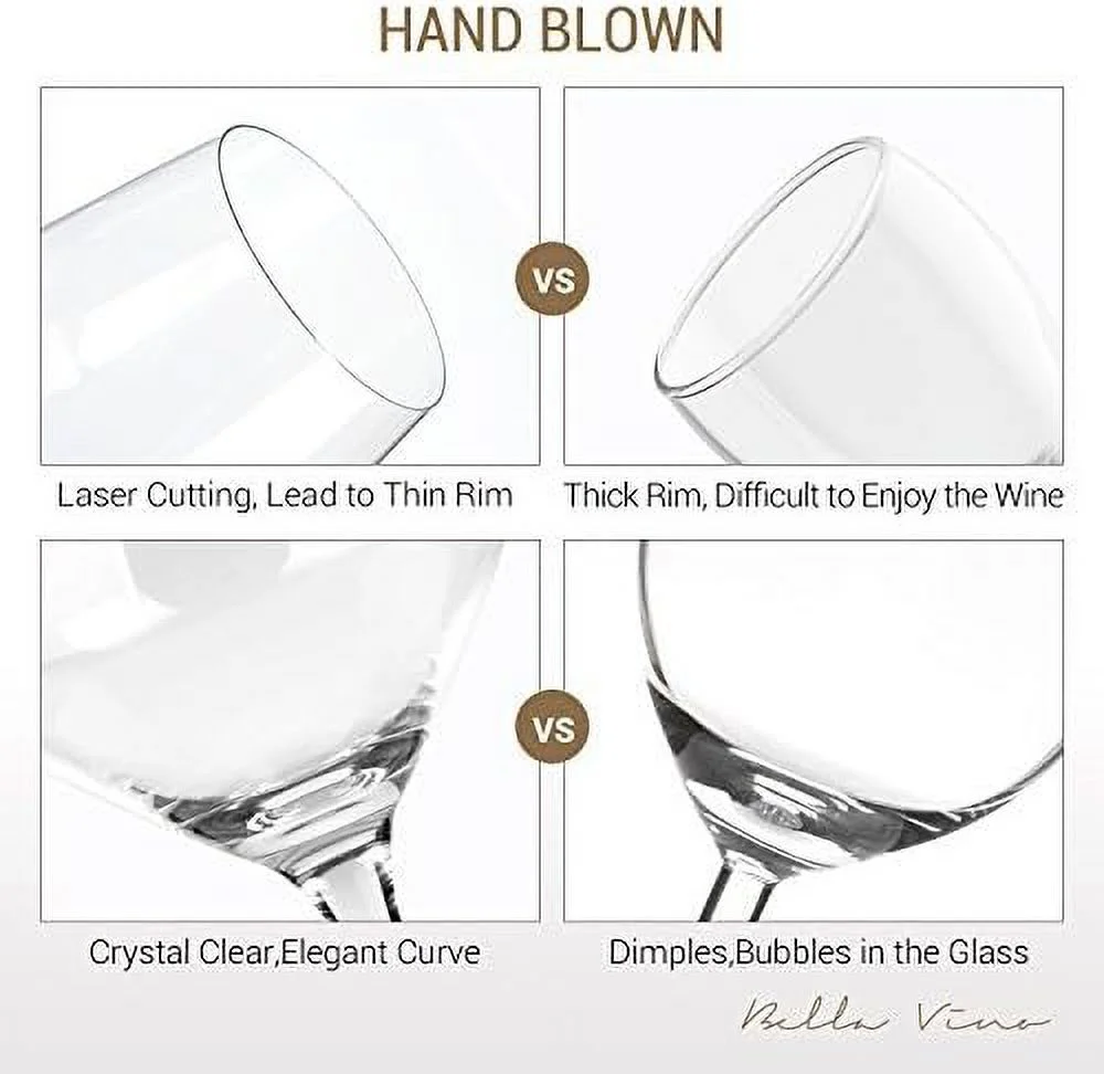 Hand Blown Crystal Champagne Flutes - Standard Champagne Glasses Made From Premium Crystal Glass, Great Gift, 10.5