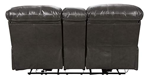 Signature Design by Ashley Jesolo Modern Faux Leather Manual Pull Tab Double Reclining Sofa, Dark Brown