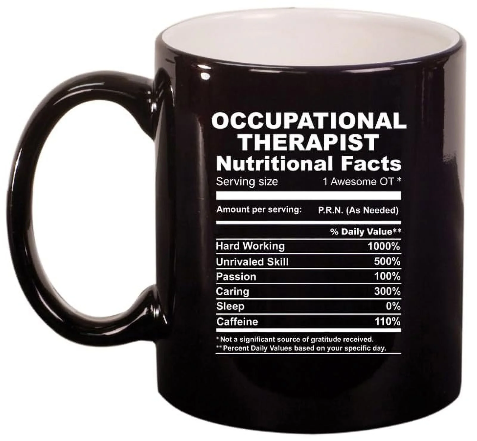 Occupational Therapist Nutrition Facts Funny Gift Ceramic Coffee Mug Tea Cup Gift for Her, Him, Friend, Coworker, Wife, Husband (11oz Gloss Black)