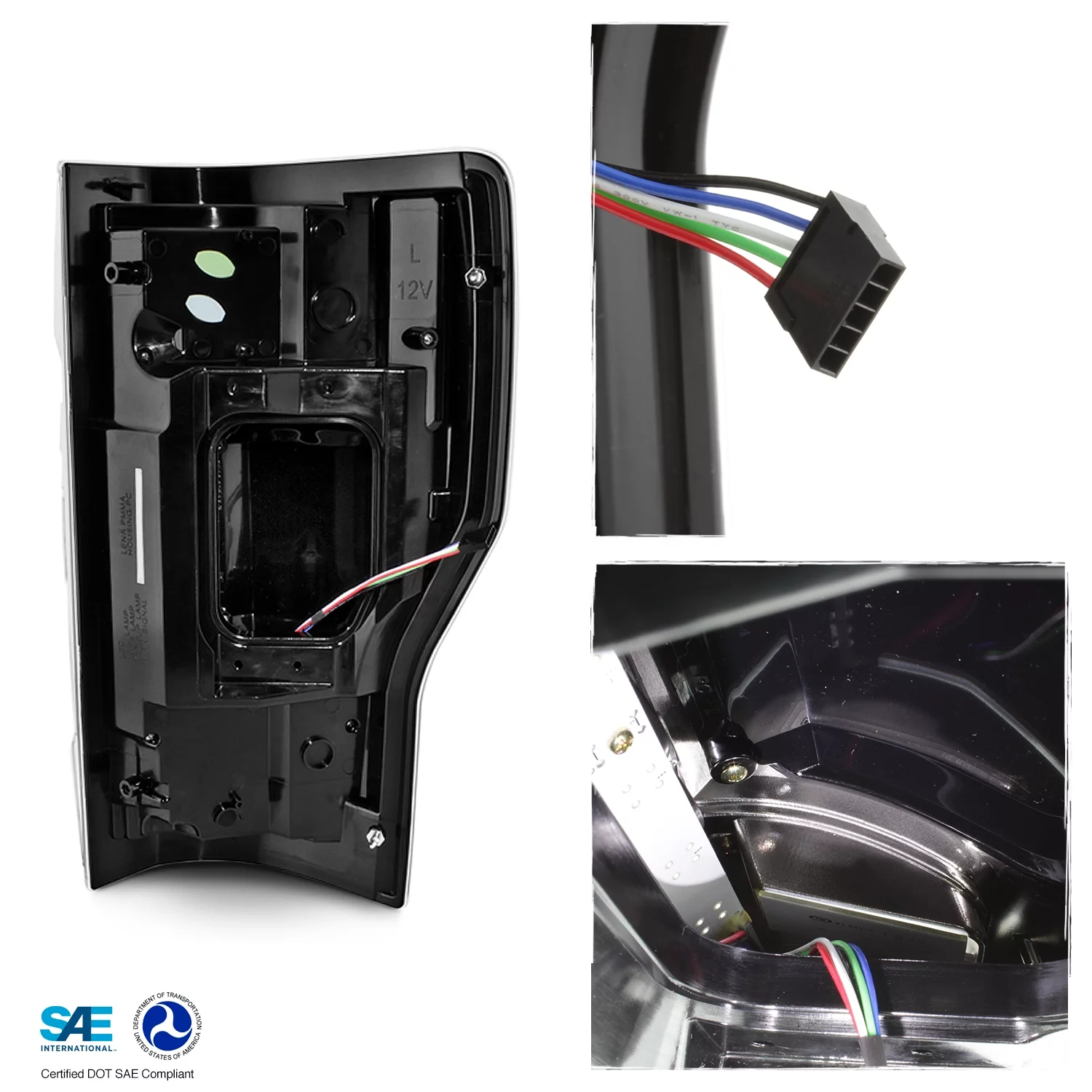 AKKON - Fits 2017-2019 Ford F250 F350 F450 Super Duty LED Stripe Tube Bar [Blind Spot Monitor] Chrome Tail Lights Pair