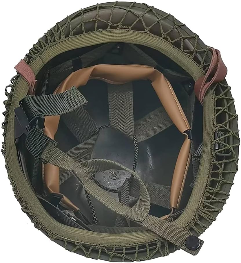 WWII US Army Helmet Replica, WW2 Helmet, M1 Helmet, WW2 Army Helmet, WW2 Gear, WW2 Helmet US Army Steel Shell with Net/Canvas Chin Strap/Cat Eye Band