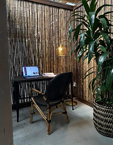 Backyard X-Scapes Natural Bamboo Fencing Garden Screen Rolled Fence Panel 6 ft H x 8 ft L Natural Black