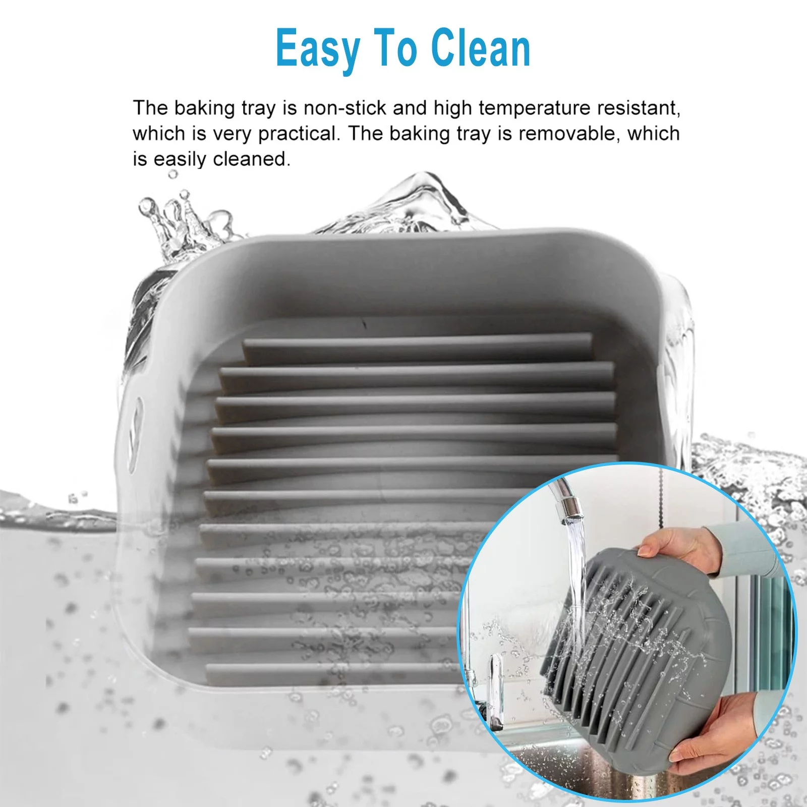 Air Fryer Silicone Pot Silicone Air Fryer Basket Heat Resistant Square Replacement