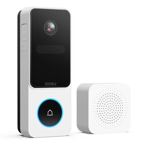 AOSU Doorbell Camera Wireless- Head-to-Toe View, Intelligent Package Detection, 2.4G WiFi Video Doorbell with Chime, Support Local Storage, Smart Human Detection, Works with Alexa and Google Assistant