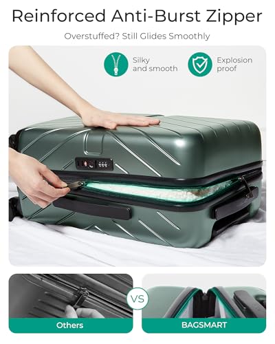 BAGSMART Carry On Luggage 22x14x9 Airline Approved With TSA Lock, 1OO% Polycarbonate Hardside Luggage with Spinner Wheels, Durable Hard Shell Carry On Suitcase 20 inch Black