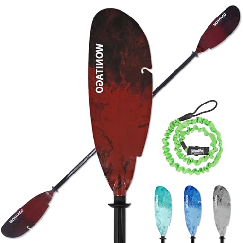 Angler Kayak Paddles Carbon Fiber Shaft and Plastic Blade, Floating Adjustable Fihsing Kayak Oars with Paddle Leash, 230-250cm/90-98 inch