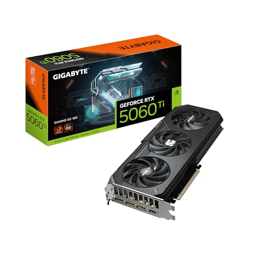 GIGABYTE GeForce RTX 5060 Ti Gaming OC 16G Graphics Card, 16GB 128-bit GDDR7, PCIe 5.0, WINDFORCE Cooling System, GV-N506TGAMING OC-16GD Video Card