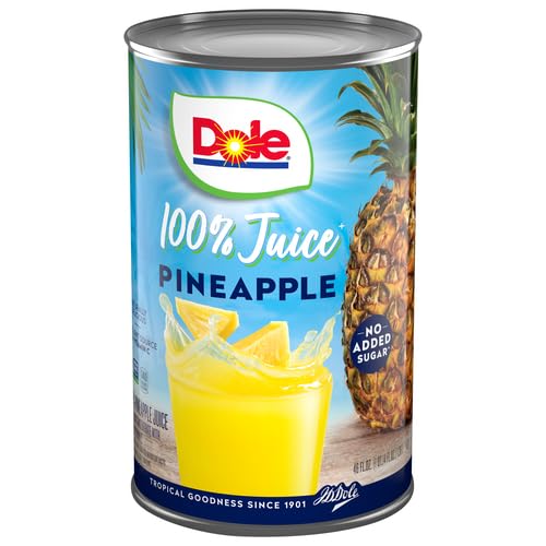 Dole 100% Juice, Pineapple, 46 Ounce Cans (Pack of 6)