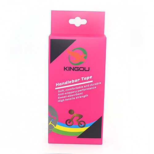 KINGOU Handlebar Tape Luxury PU Leather Bar Tape Fixed Gear/Road Bike Bar Wrap with 2 Reflective Plug