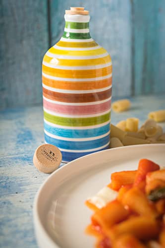 Antico Frantoio Muraglia | Premium Italian Extra Virgin Olive Oil | First Cold Pressed Gourmet EVOO | RAINBOW Arcobaleno Collectible Handmade Ceramic Bottle | 16.9 Fl.oz (500 ml)