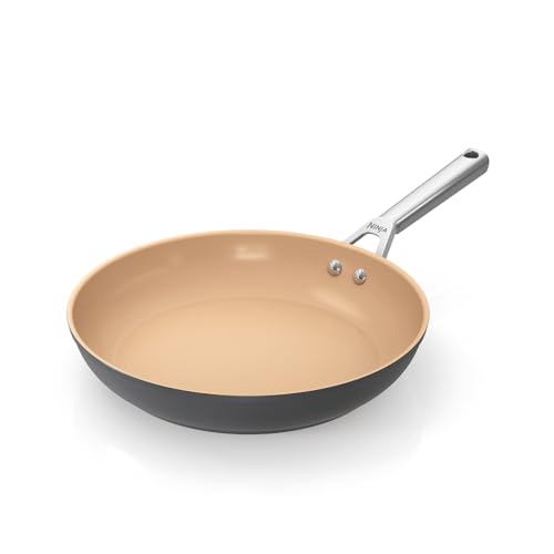 Ninja Extended Life 24cm Ceramic Frying Pan, Non-Stick (No PFAs, PFOAs, Lead or Cadmium), Induction Compatible, Stainless Steel Handle, Oven Safe to 285°C, Terracotta & Grey, CW90024UK