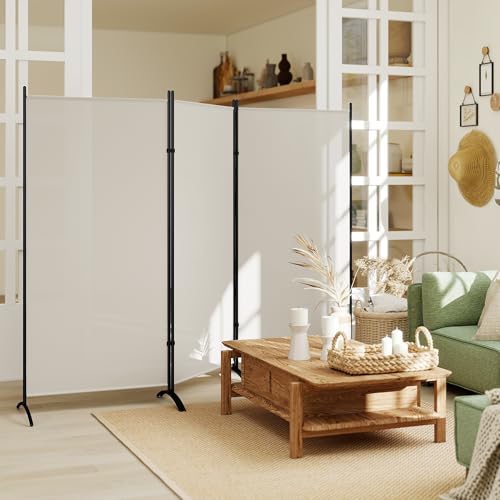 HOMCOM 3 Panel Room Divider, 6 Ft Tall Folding Privacy Room Separator, Freestanding Partition Wall Divider for Indoor, Home Office, Light Grey