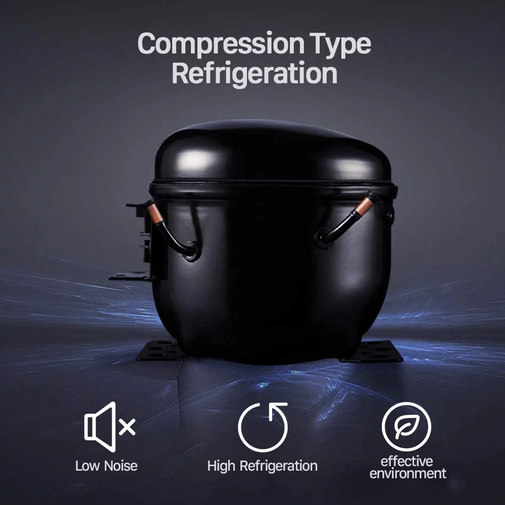 TABU 120 Can Beverage Cooler and Refrigerator, Glass Door, Perfect for Soda Beer or Wine, Black&Stainless Steel, 3.1 Cu.Ft