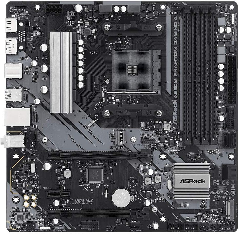 ASRock A520M Phantom Gaming 4 AM4 AMD A520 SATA 6Gb/s Micro ATX AMD Motherboard