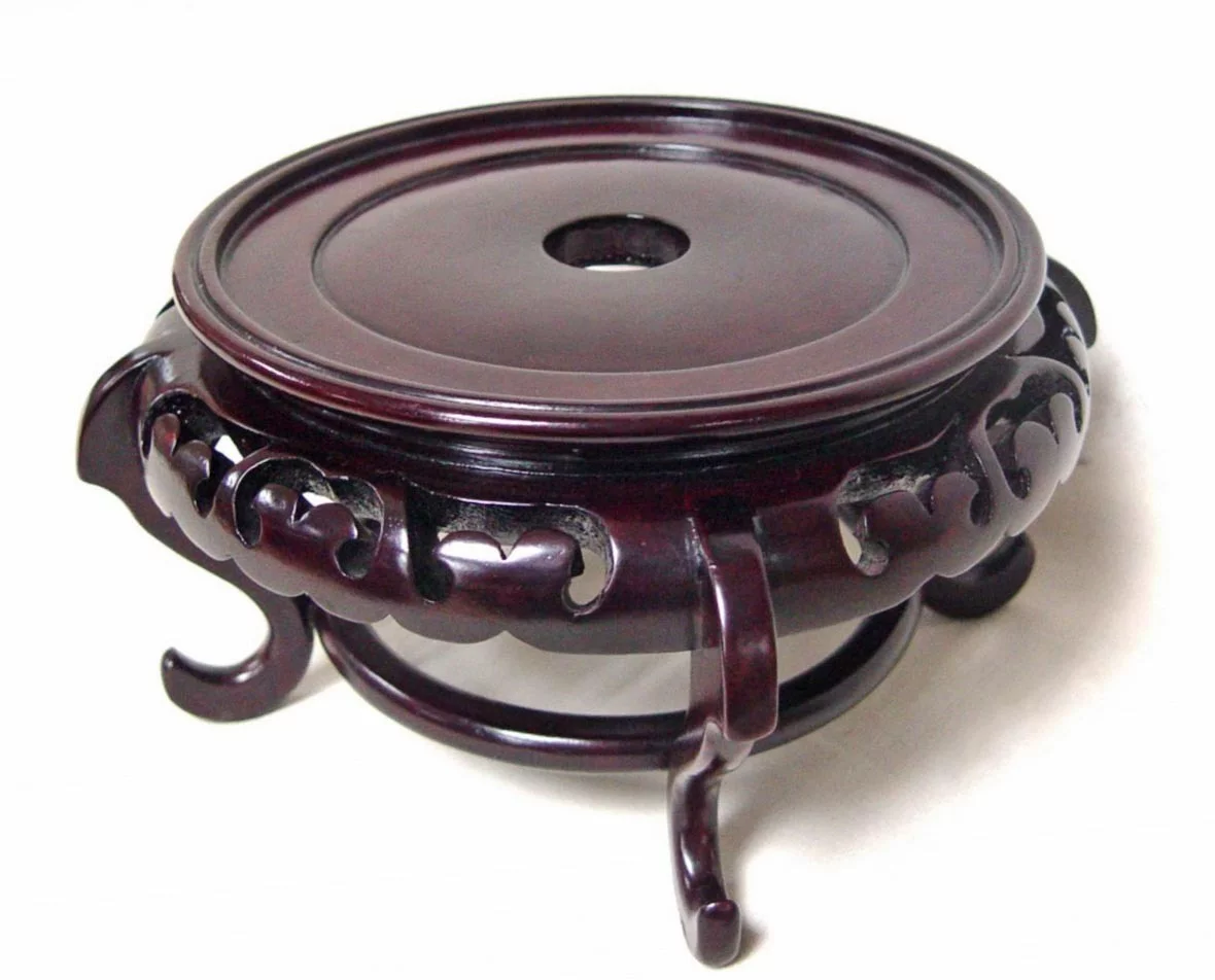 Mahogany Finish Chinese Porcelain Bowl Stand (4.5