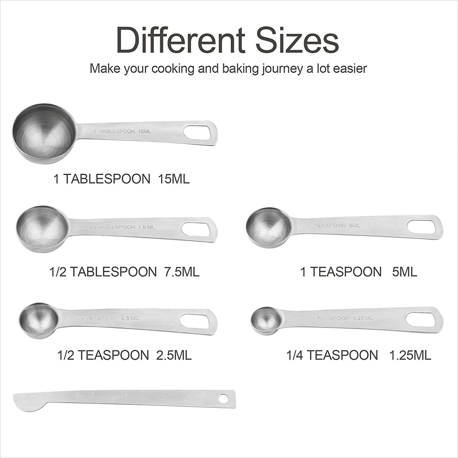 Measuring Cups and Spoons Set, Dry Metal Measuring Cup Set of 11, Stainless Steel Measuring Cups and Spoons, 5 Measure Cups and 5 Kitchen Measurement Spoons & Leveler