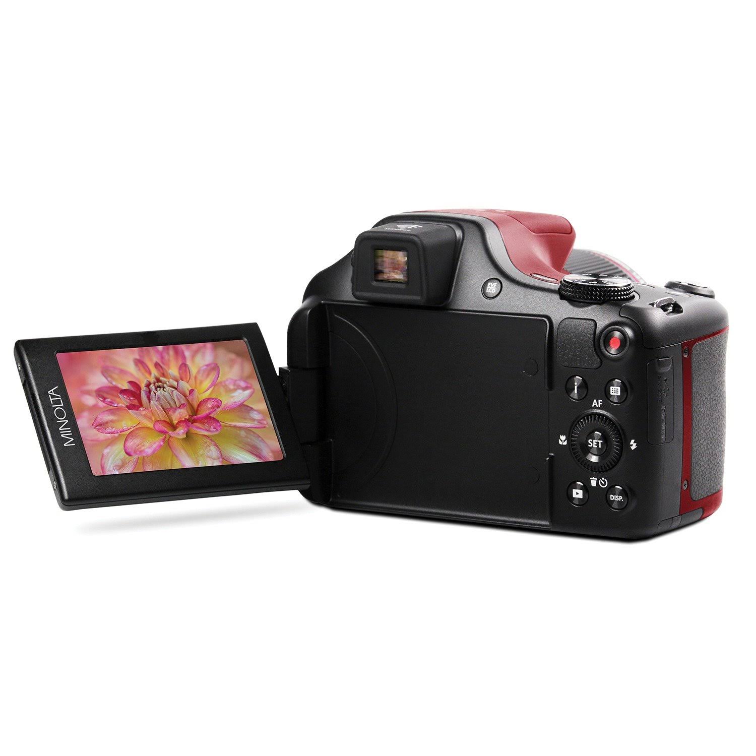 Minolta Mn67z-r Mn67z 20.0-Megapixel 1080p Full HD 67x Optical Zoom Wi-Fi Bridge Camera (Red)