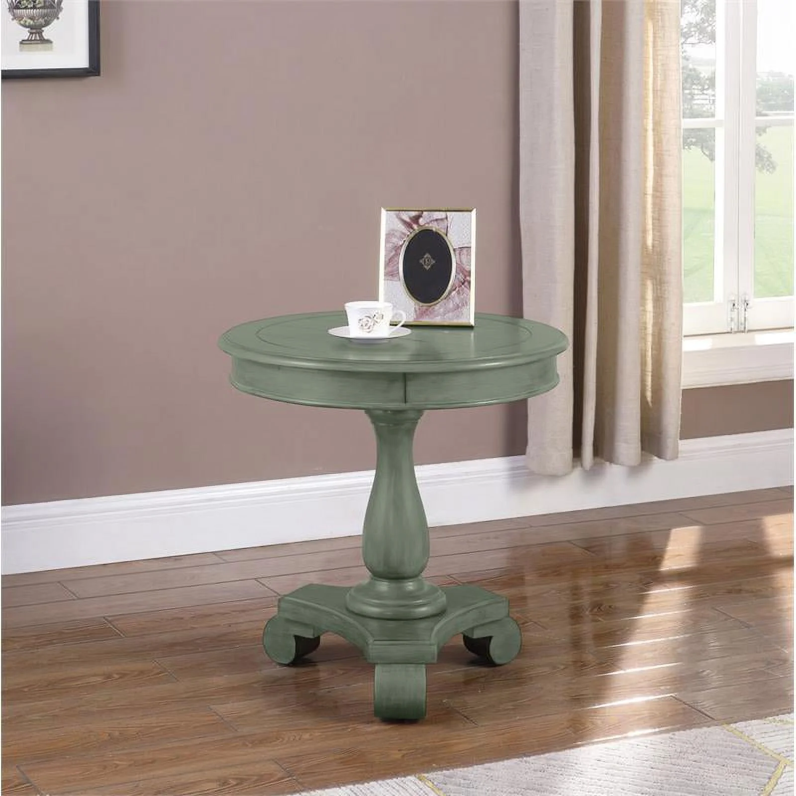 Bowery Hill Round Transitional Engineered Wood End Table in Green