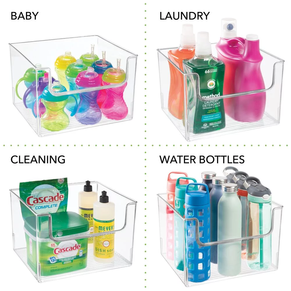 mDesign Closet Plastic Storage Organizer Bin with Open Dip Front, 8 Pack - Clear