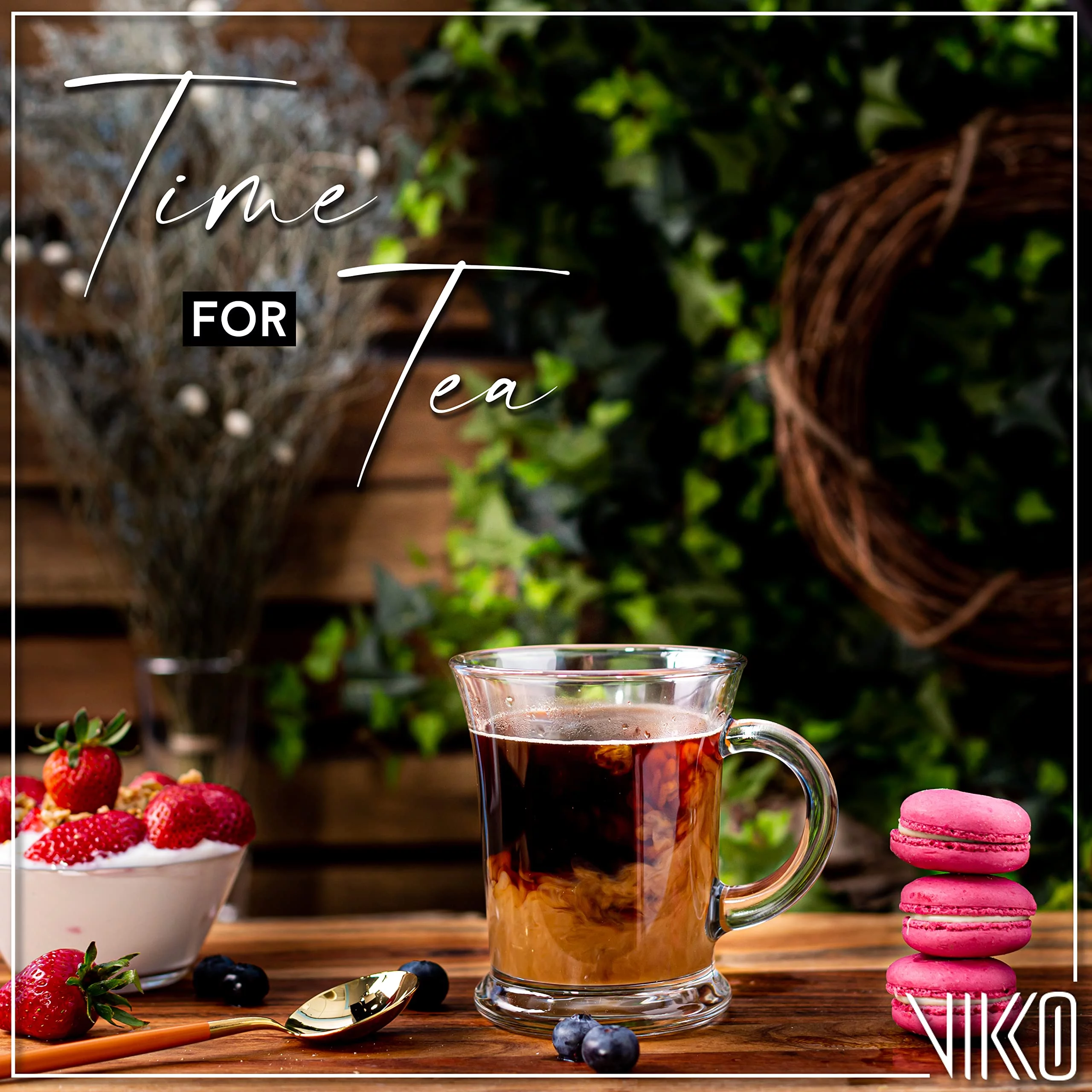 Vikko 13 Ounce Clear Glass Coffee Mugs | Aroma Collection Thick and Durable Wide, Heavy Base Dishwasher Safe Set of Six Large Glass Coffee Cups