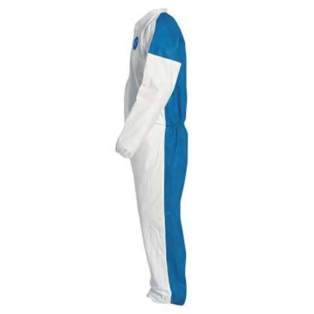 DuPont Tyvek 400D Coverall  Elastic Wrist & Ankle Stormflap White Blue MD 25/Qty