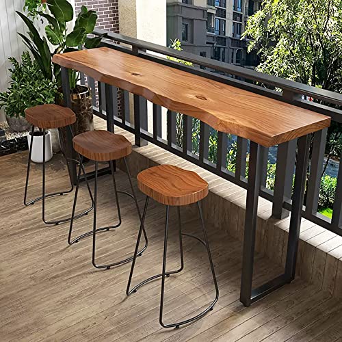 Industrial Bar Table,Solid Wood Bar Height Table Creative Live Edge Dining Table,Long Bar Table Rustic Tall Counter Height Table,Rectangular Narrow Bar Table(86.6