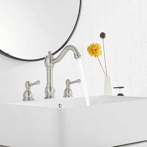 GGStudy 360° Swivel Antique Brass Bathroom Vessel Sink Faucet Single Handle One Hole Matching with Pop Up Drain