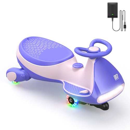 FanttikRide 12V N7 Pro Electric Wiggle Car with Pedal, Rechargeable Battery, CyberWiggle, 2 in 1 Swing Car, 2 Speed, Anti-Rollover, Flashing Wheels, Bluetooth, for Ages 3 and Up, 150 Lbs, Blue