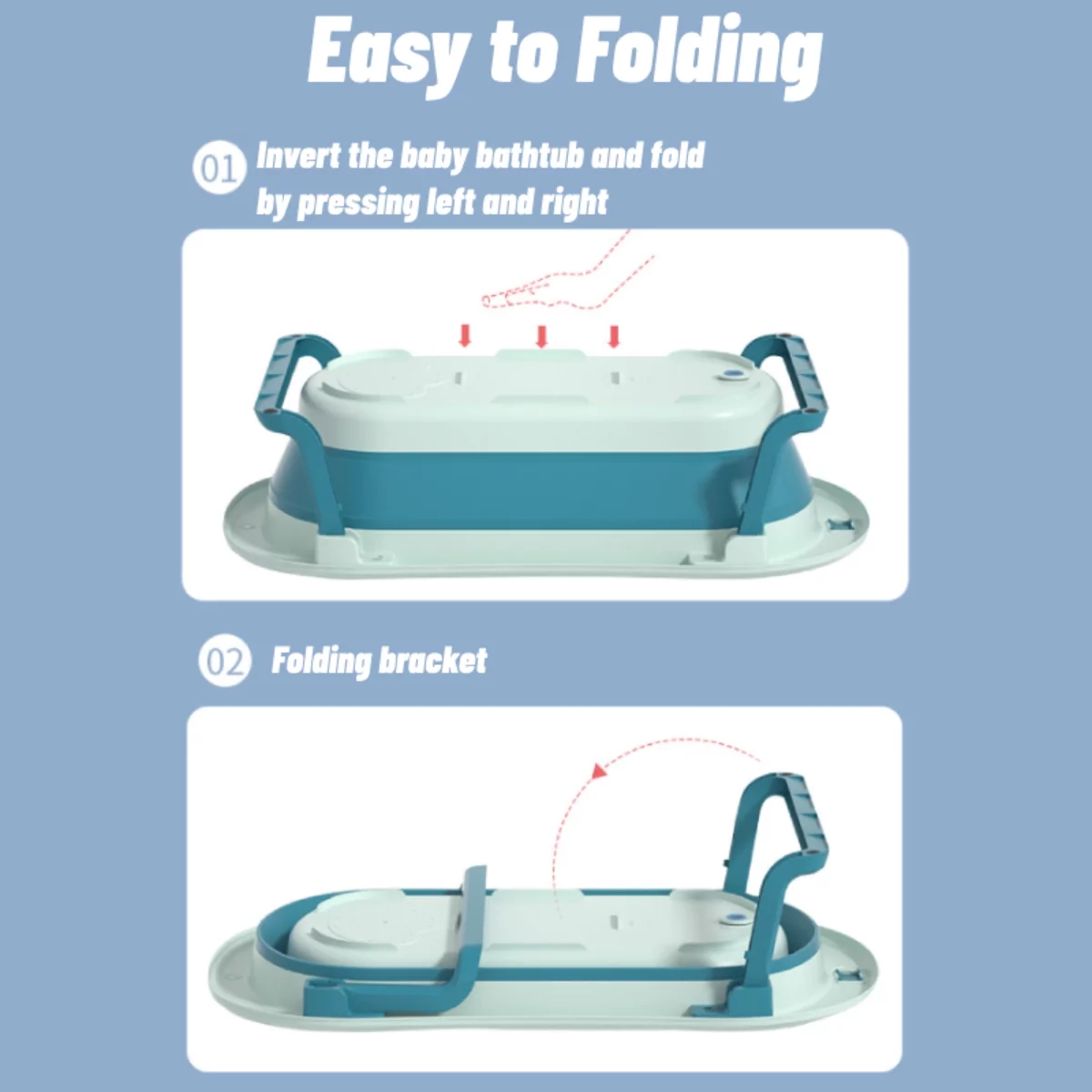 Hurber Large Folding Baby Bathtub, Infant Bath Tub with Temperature Sensitive Display & Anti-Slip Pad, Pink with Net Pad