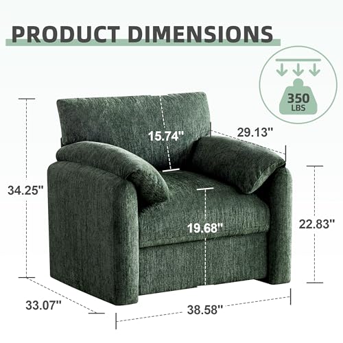 Chenille Oversized Armchair, 38.6