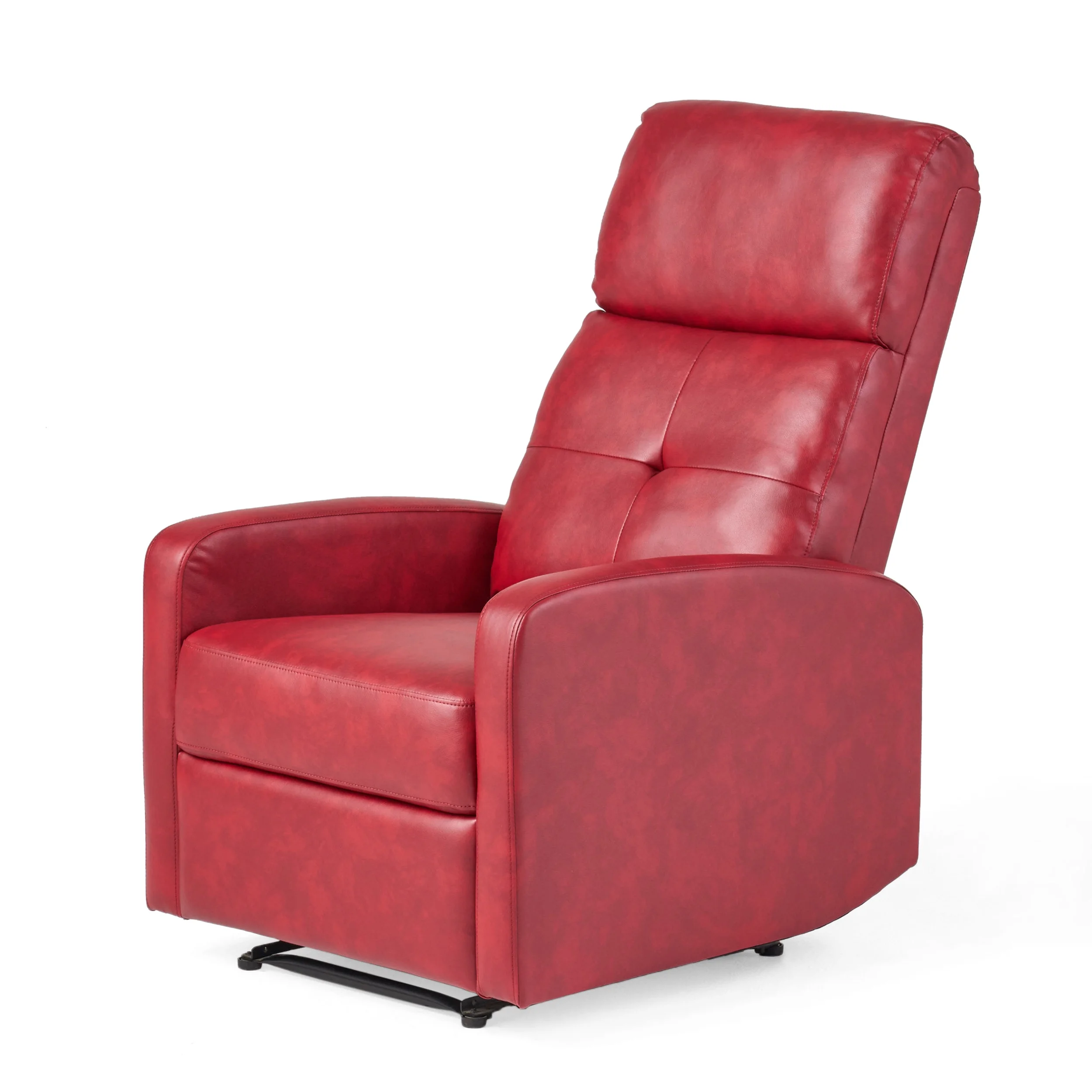 GDF Studio Alysha Contemporary Faux Leather Recliner, Red
