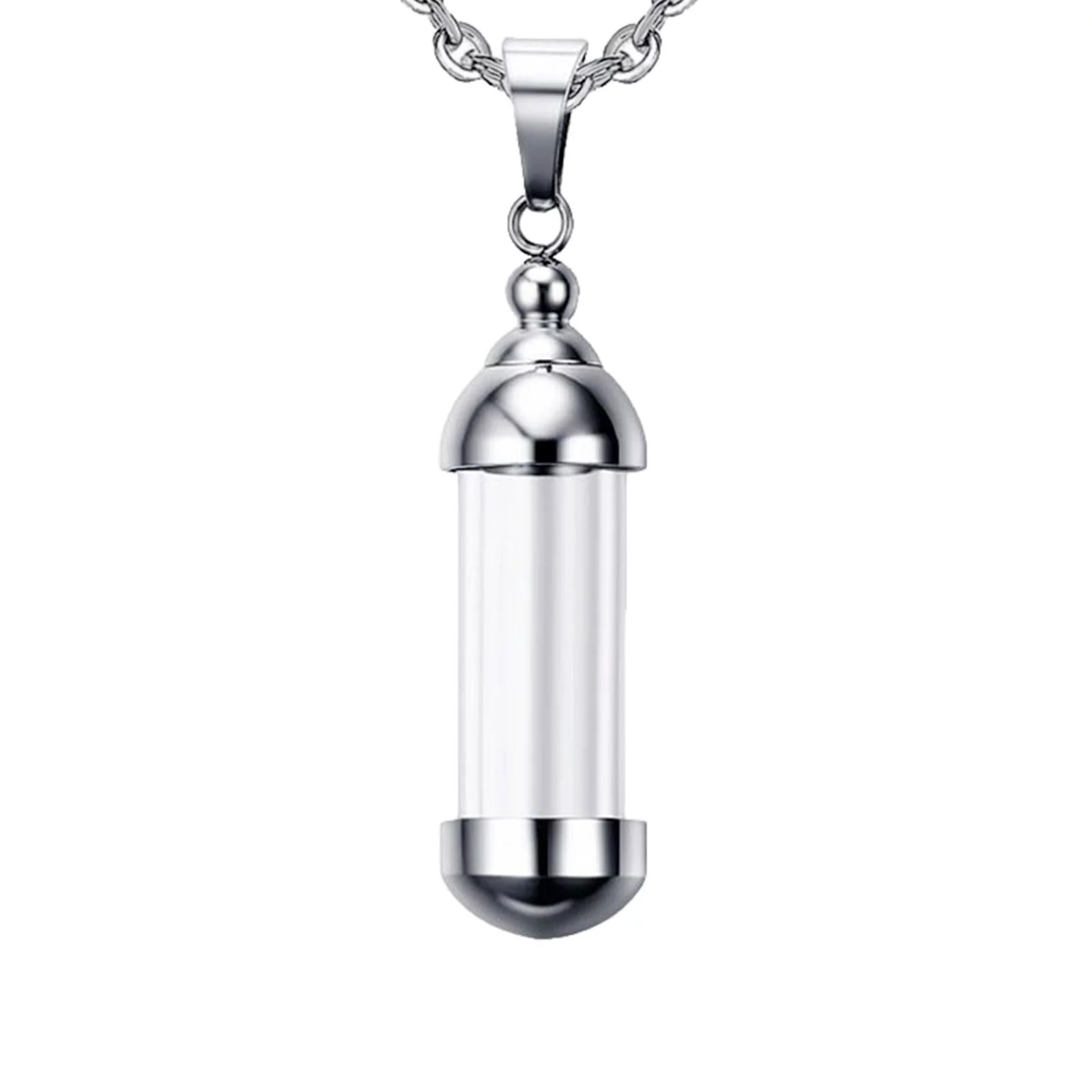 10Pieces Glass Vial Pendant Necklace Openable Urn Chain Clear Keepsake Ash Tube