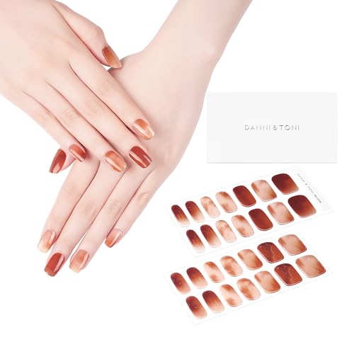 DANNI & TONI Semi Cured Gel Nail Strips Christmas Santa Claus Snowflakes Cat Eye Gel Nail Wraps 28 Stickers | Mistletoe Meow