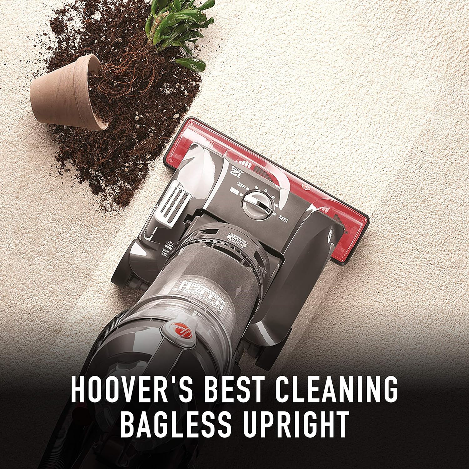 Hoover WindTunnel 3 Max Performance Pet, Bagless Upright Vacuum Cleaner, HEPA Media Filtration, For Carpet and Hard Floor, UH72625, Red